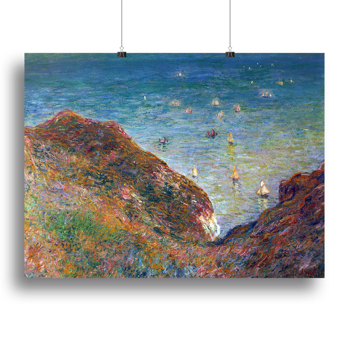 Canvas print of Monet's On the Cliffs of Pour Ville, showcasing vibrant colors and Impressionist style, perfect for home decor.