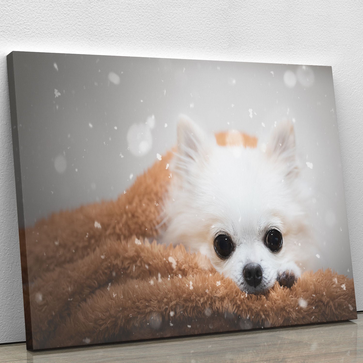 One Day in Winter Canvas Print featuring a serene winter landscape with snow-covered trees and a tranquil atmosphere.