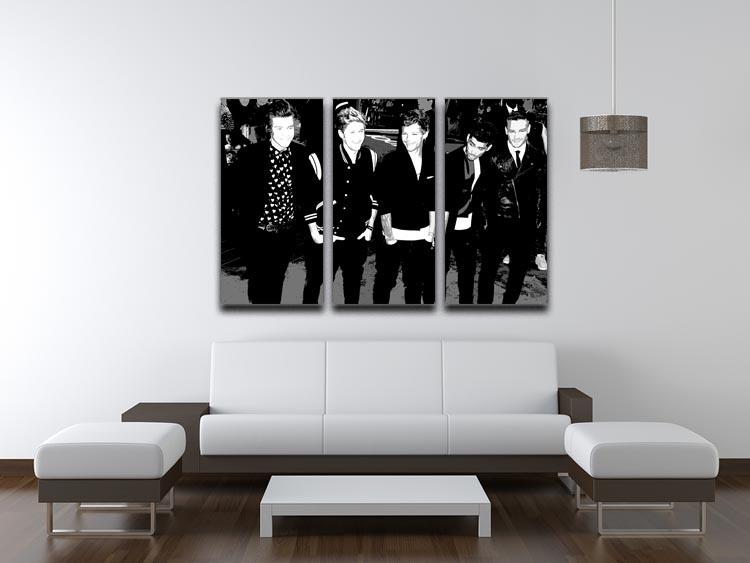 Three-panel canvas print featuring One Direction in vibrant pop art style, perfect for home decor.