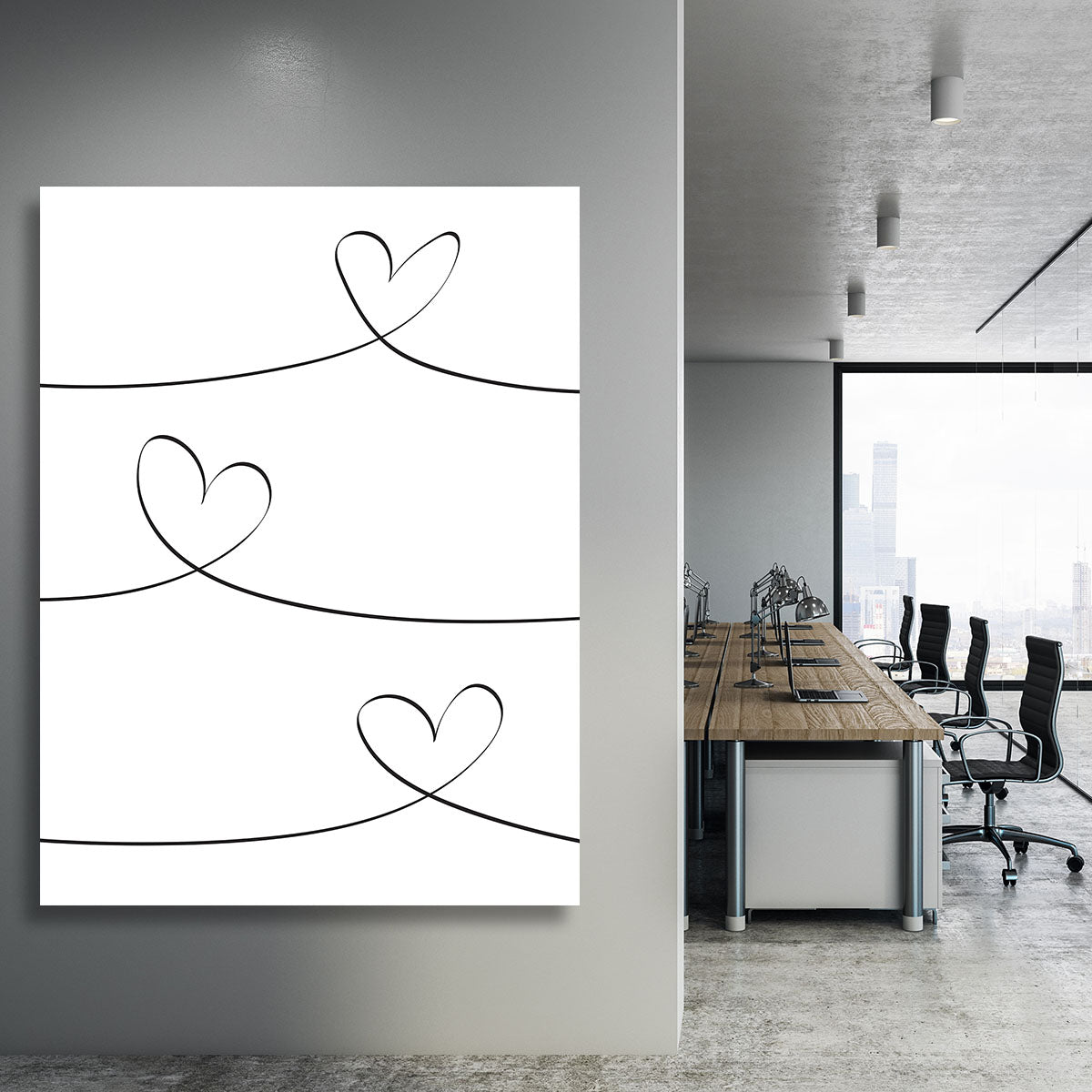 One Line 02 Canvas Print featuring modern art design on a durable canvas, elegantly framed.