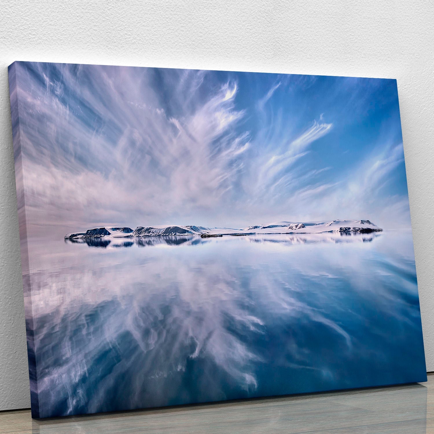 Beautiful Arctic Day Canvas Print showcasing a serene Arctic landscape with vibrant colors and intricate details.
