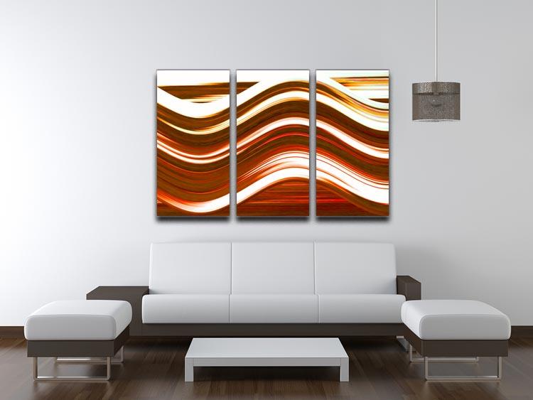 Orange Wave 3 Split Panel Canvas Print featuring vibrant wave patterns in orange hues, perfect for modern decor.