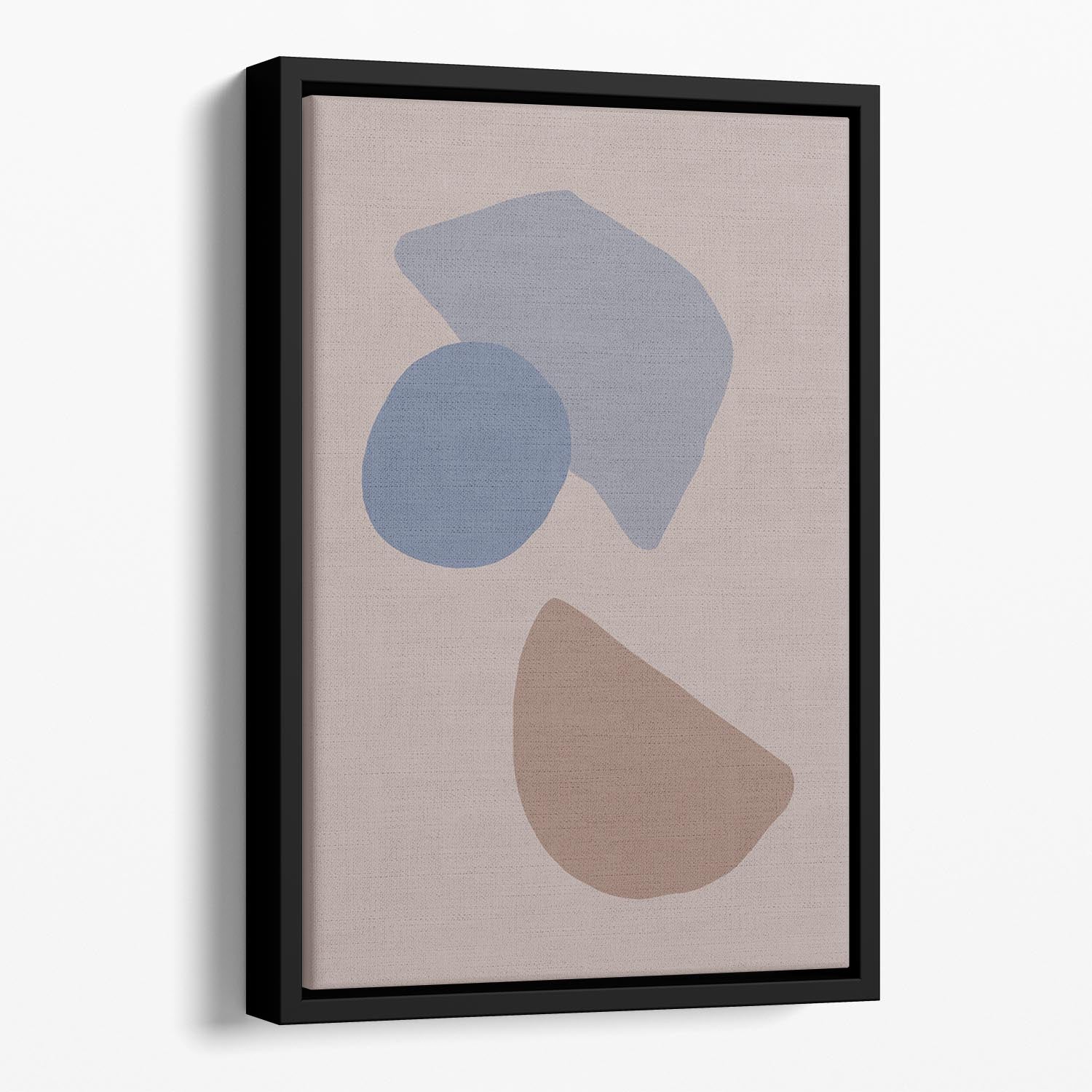 Organic Shapes Floating Framed Canvas featuring vibrant abstract design in a handcrafted wooden frame, perfect for contemporary home decor.