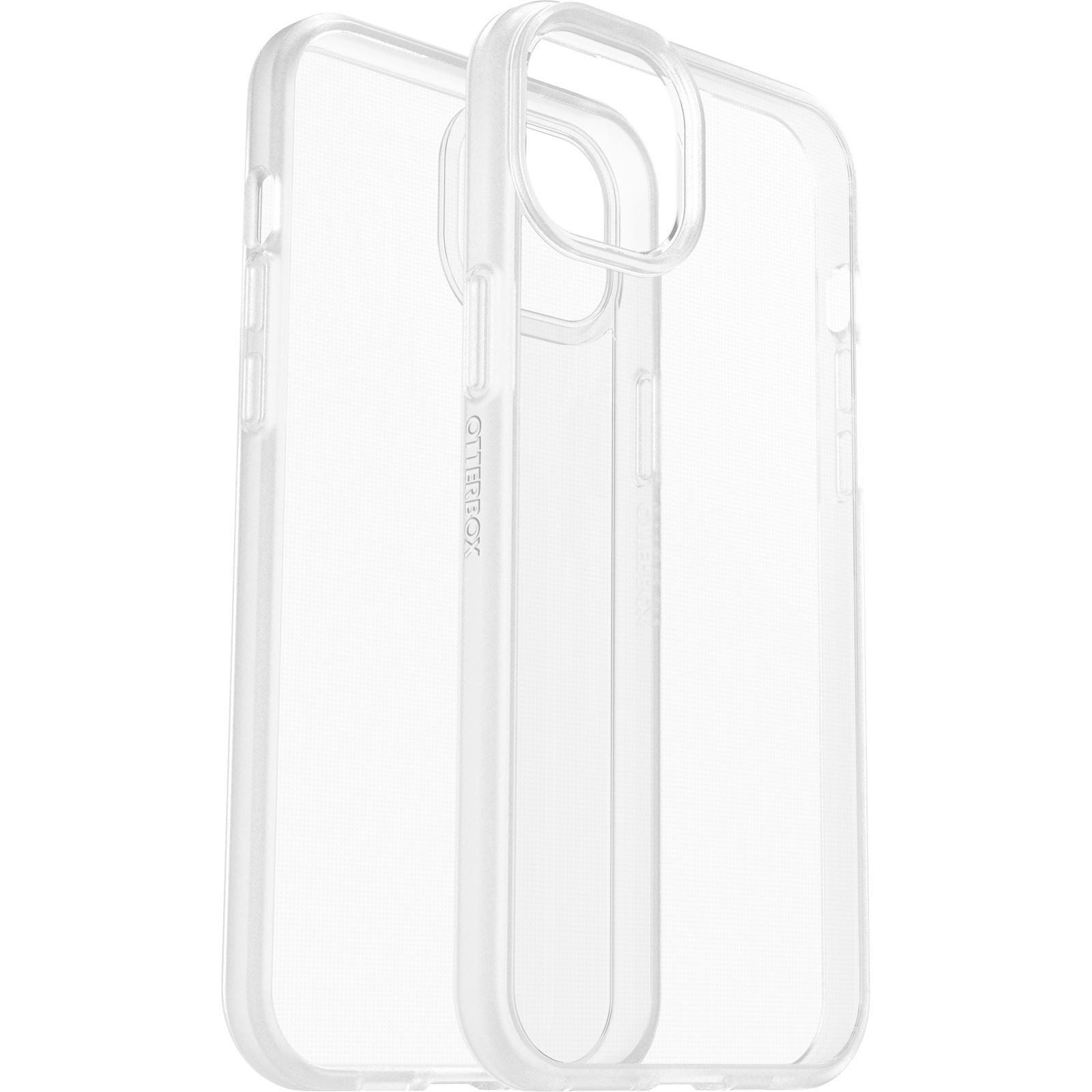 Clear OtterBox React Series Antimicrobial Case for iPhone 14 Plus, showcasing its ultra-thin design and soft touch edges.