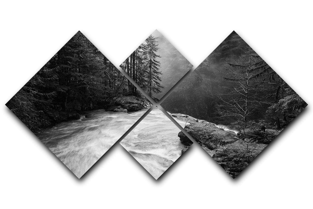 Over The Falls 4 Square Multi Panel Canvas artwork featuring four equal sections with vibrant colors and intricate details.