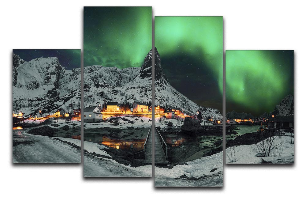 Over The Mountain 4 Split Panel Canvas artwork featuring a scenic mountain landscape divided into four panels.