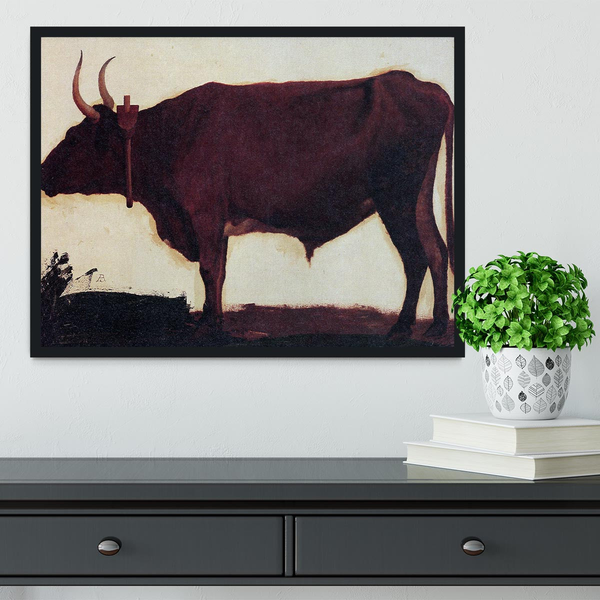 Ox by Bierstadt Framed Print showcasing vibrant colors and high-quality craftsmanship in a stylish frame.