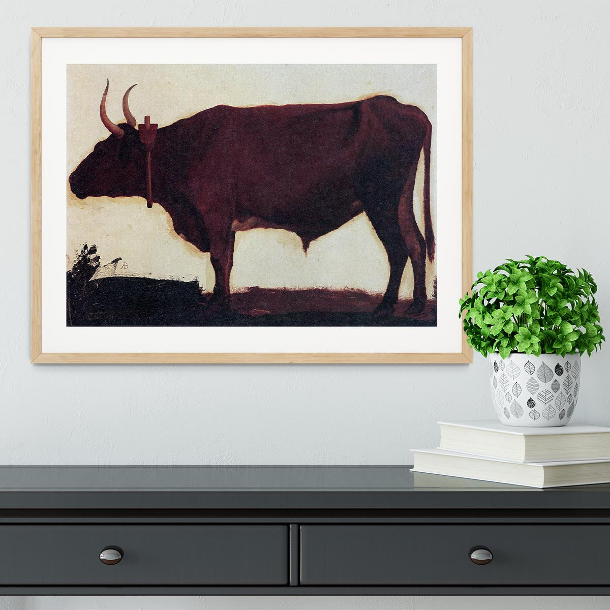 Ox by Bierstadt Framed Print showcasing vibrant colors and high-quality craftsmanship in a stylish frame.