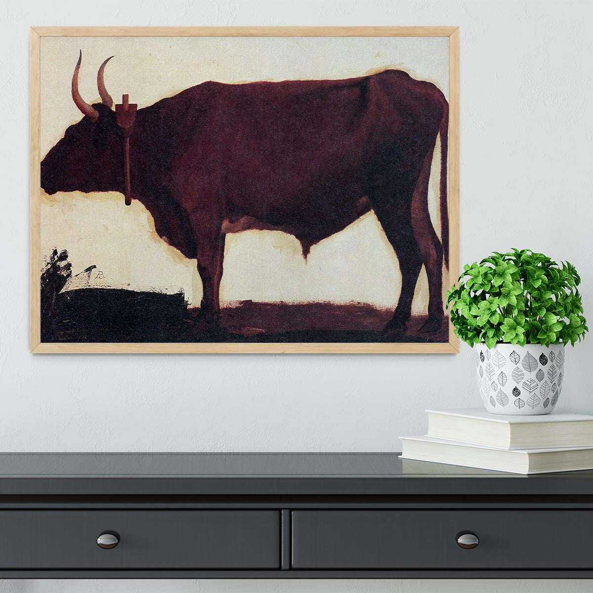 Ox by Bierstadt Framed Print showcasing vibrant colors and high-quality craftsmanship in a stylish frame.