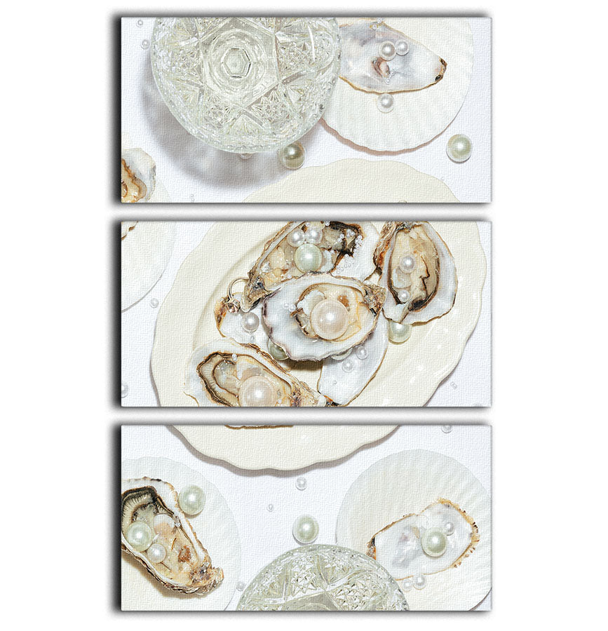 Oysters a Pearls No 03 3-panel canvas print showcasing elegant design and vibrant colors.