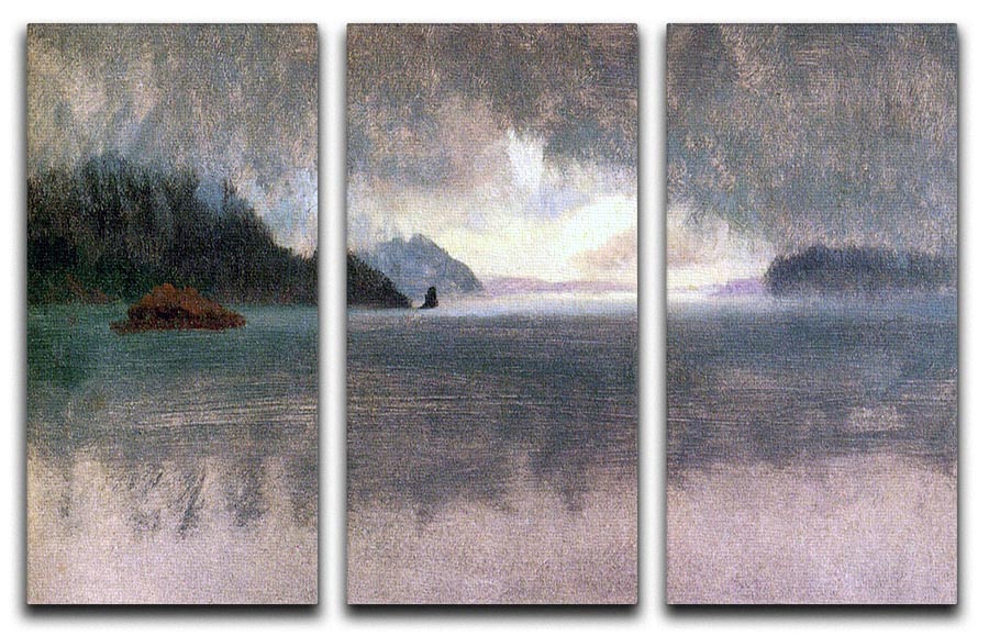 Pacific Northwest 3-panel canvas print featuring stunning nature scenery by Bierstadt, ideal for home or office decor.