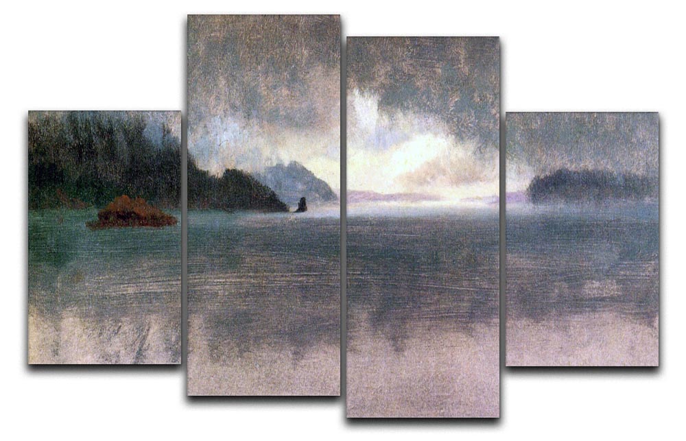 Pacific Northwest by Bierstadt 4 Split Panel Canvas artwork featuring stunning landscapes divided into four panels.