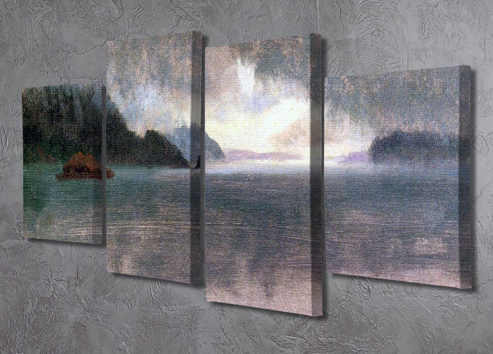 Pacific Northwest by Bierstadt 4 Split Panel Canvas artwork featuring stunning landscapes divided into four panels.