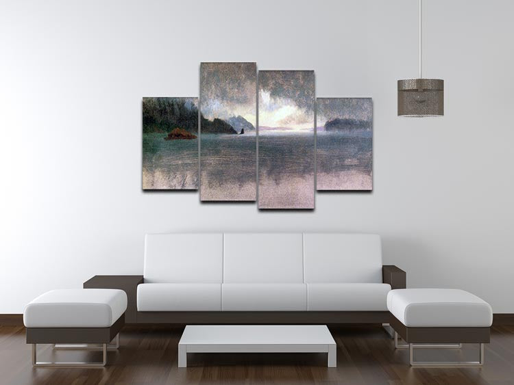 Pacific Northwest by Bierstadt 4 Split Panel Canvas artwork featuring stunning landscapes divided into four panels.