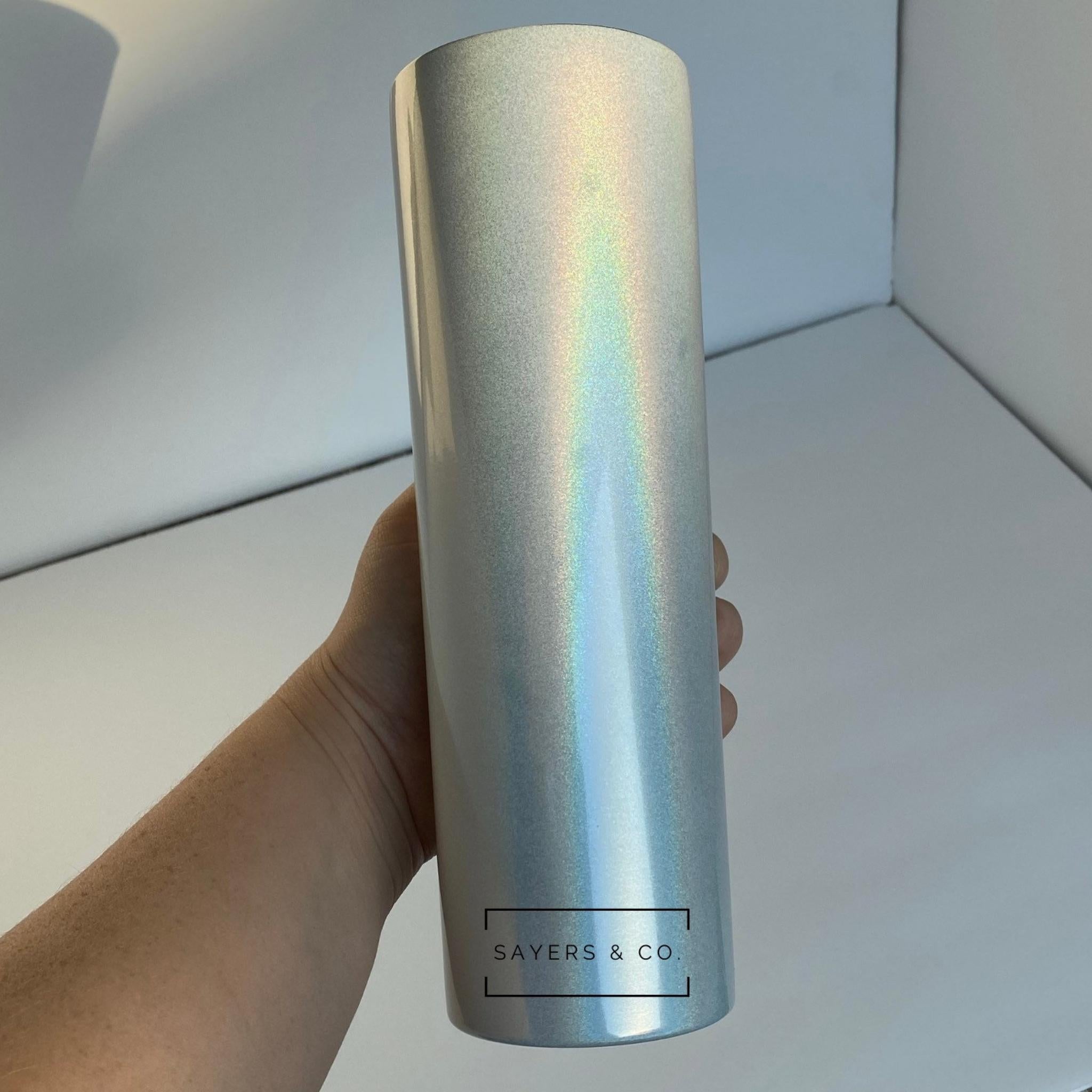 Pack of 20, 30oz white glitter skinny straight sublimation blank stainless steel tumblers with straws in individual boxes.