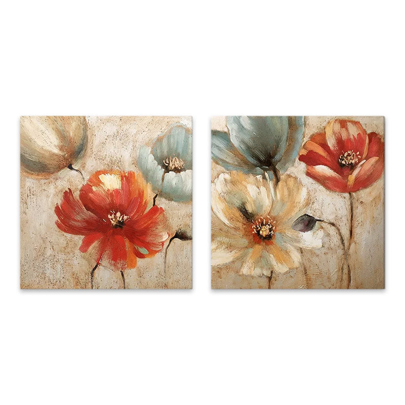 Set of two BEAUTY digital canvas paintings, each measuring 103x50x3cm, showcasing vibrant colors and a modern design.