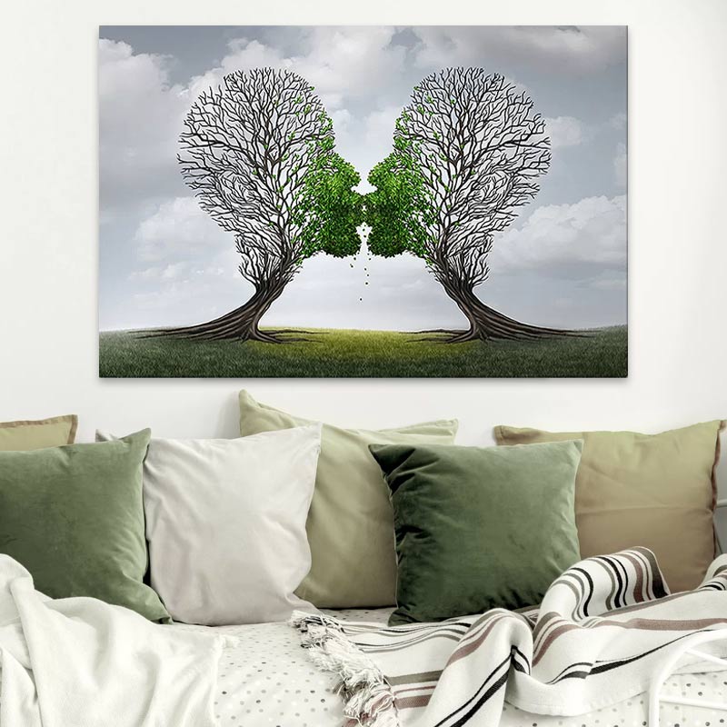 LOVE NATURE digital painting on canvas, 75x50x3cm, showcasing vibrant colors and serene nature imagery.