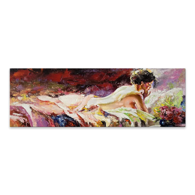 NAKED NATURE digital canvas painting, 120x40x3 cm, showcasing vibrant nature-inspired artwork on a sturdy cotton canvas with a pine wood frame.