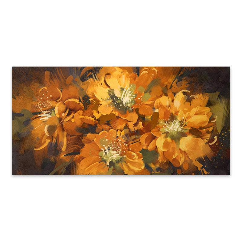 Vibrant 'Orange Life' digital print on canvas, measuring 120x60x3 cm, showcasing a lively orange design perfect for home or business decor.