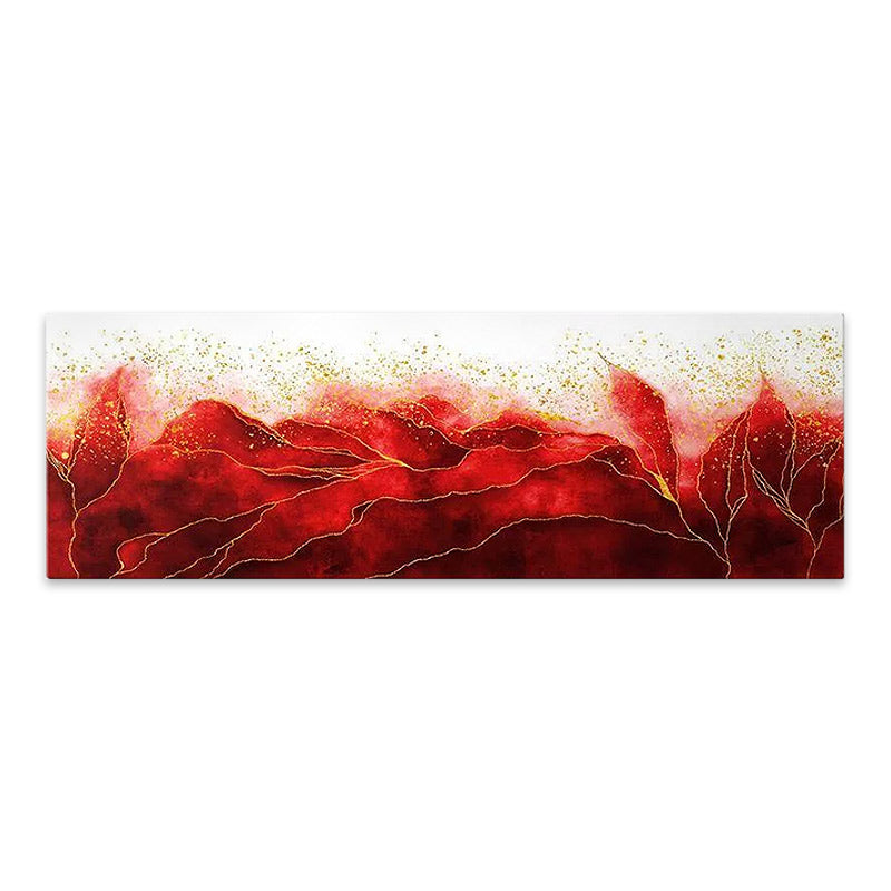 Red Waves digital canvas painting, vibrant abstract design, dimensions 120x40x3 cm, perfect for modern decor.