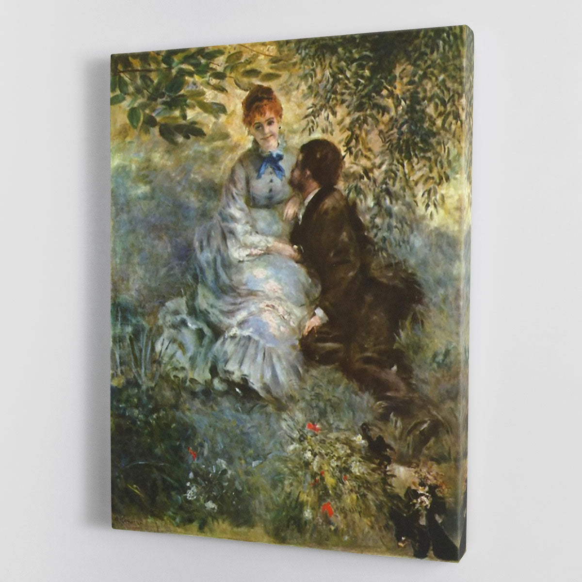 Canvas print of Pair of Lovers by Renoir, depicting a romantic couple in an intimate embrace with soft colors.