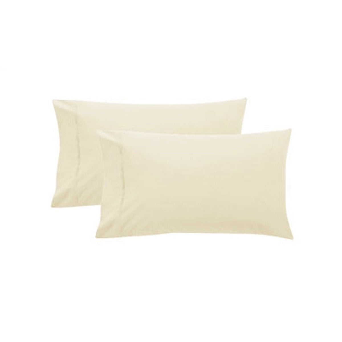 A pair of cream-colored pure cotton pillowcases with cuffed details, showcasing a soft and elegant design suitable for any bedroom decor.