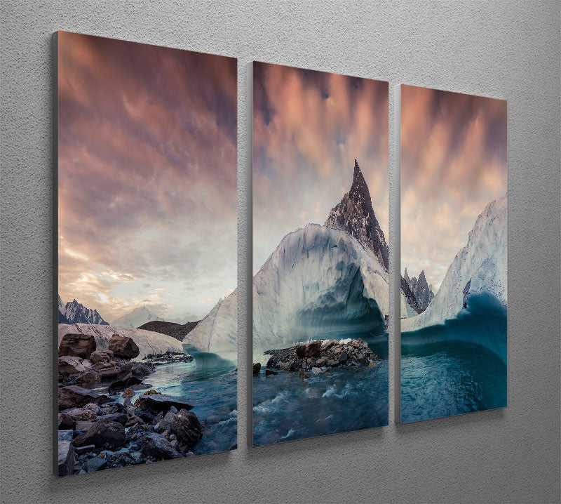 Pakistan K2 3 Split Panel Canvas Print showcasing stunning mountain scenery in three panels.