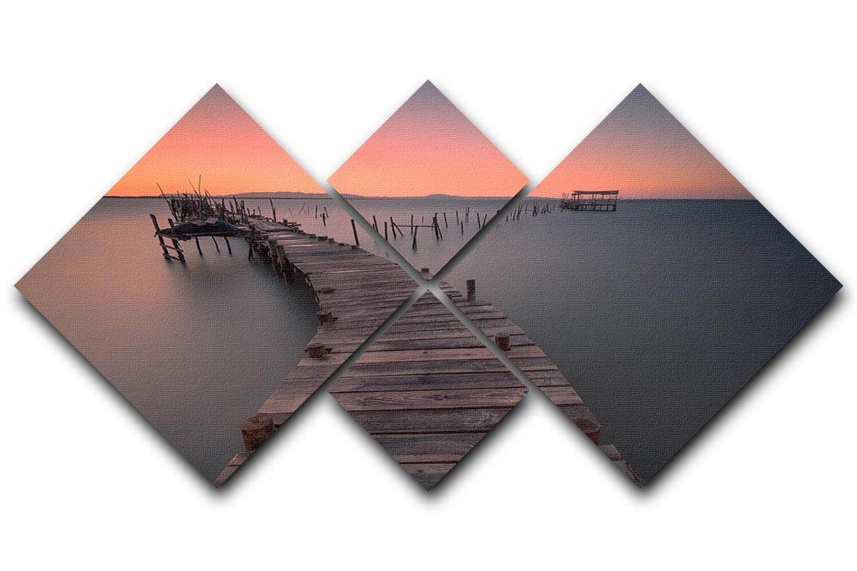 Palafitte 4 Square Multi Panel Canvas featuring four equal square sections with a harmonious design, perfect for modern decor.