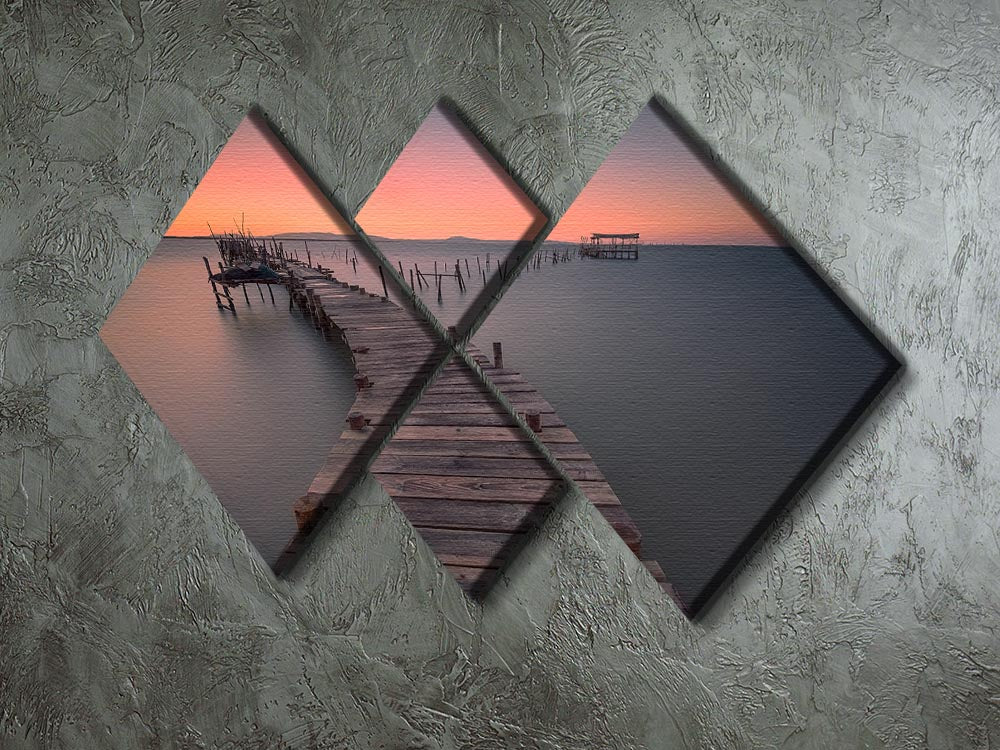 Palafitte 4 Square Multi Panel Canvas featuring four equal square sections with a harmonious design, perfect for modern decor.