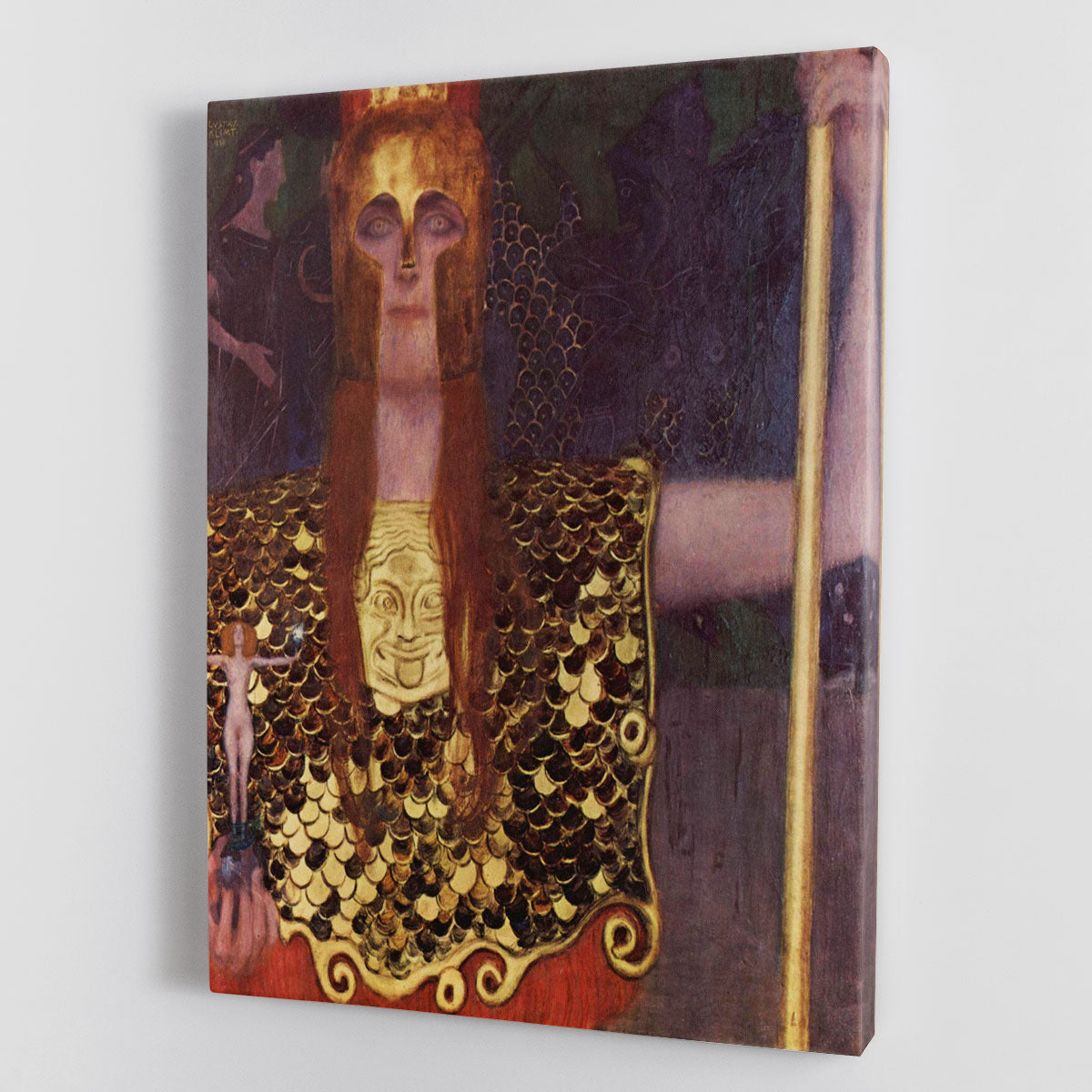 Pallas Athena by Klimt canvas print showcasing intricate patterns and vibrant colors, perfect for home or office decor.