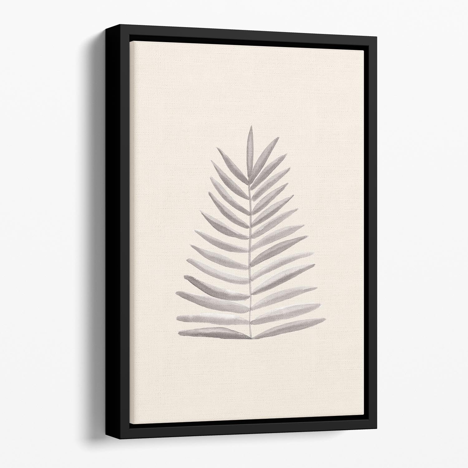 Palm Leaf Ink Floating Framed Canvas showcasing vibrant abstract design in an elegant wooden frame.