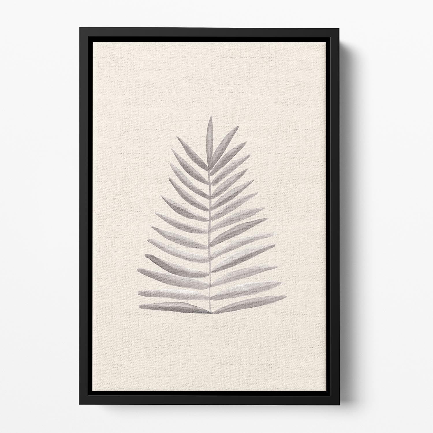 Palm Leaf Ink Floating Framed Canvas showcasing vibrant abstract design in an elegant wooden frame.