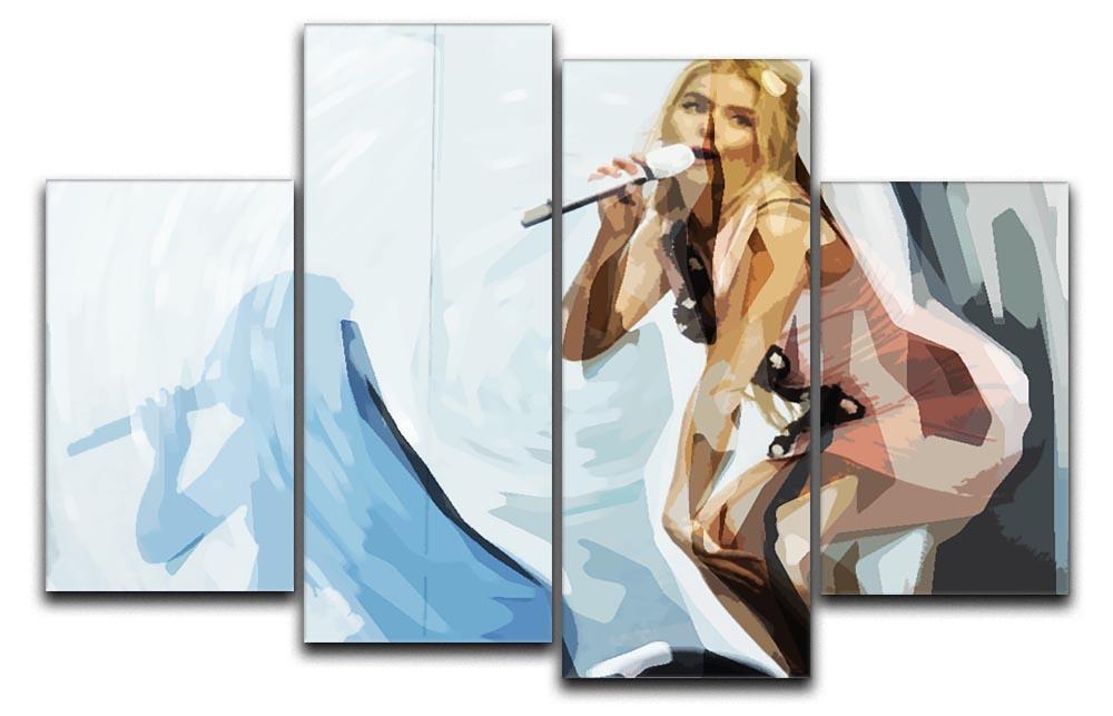 Paloma Faith Pop Art 4 Split Panel Canvas featuring vibrant colors and dynamic design in four separate panels.