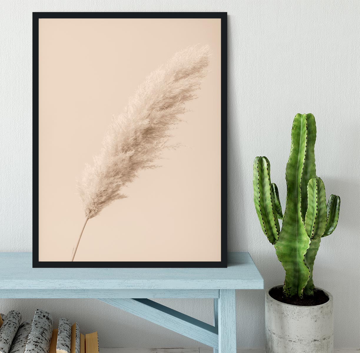Pampas Grass Beige 14 Framed Print showcasing elegant natural design in a handmade frame.