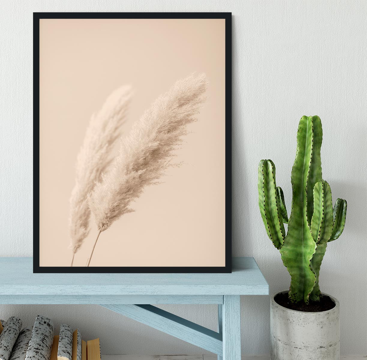 Pampas Grass Beige 15 Framed Print showcasing elegant design and vivid colors in a handmade frame.
