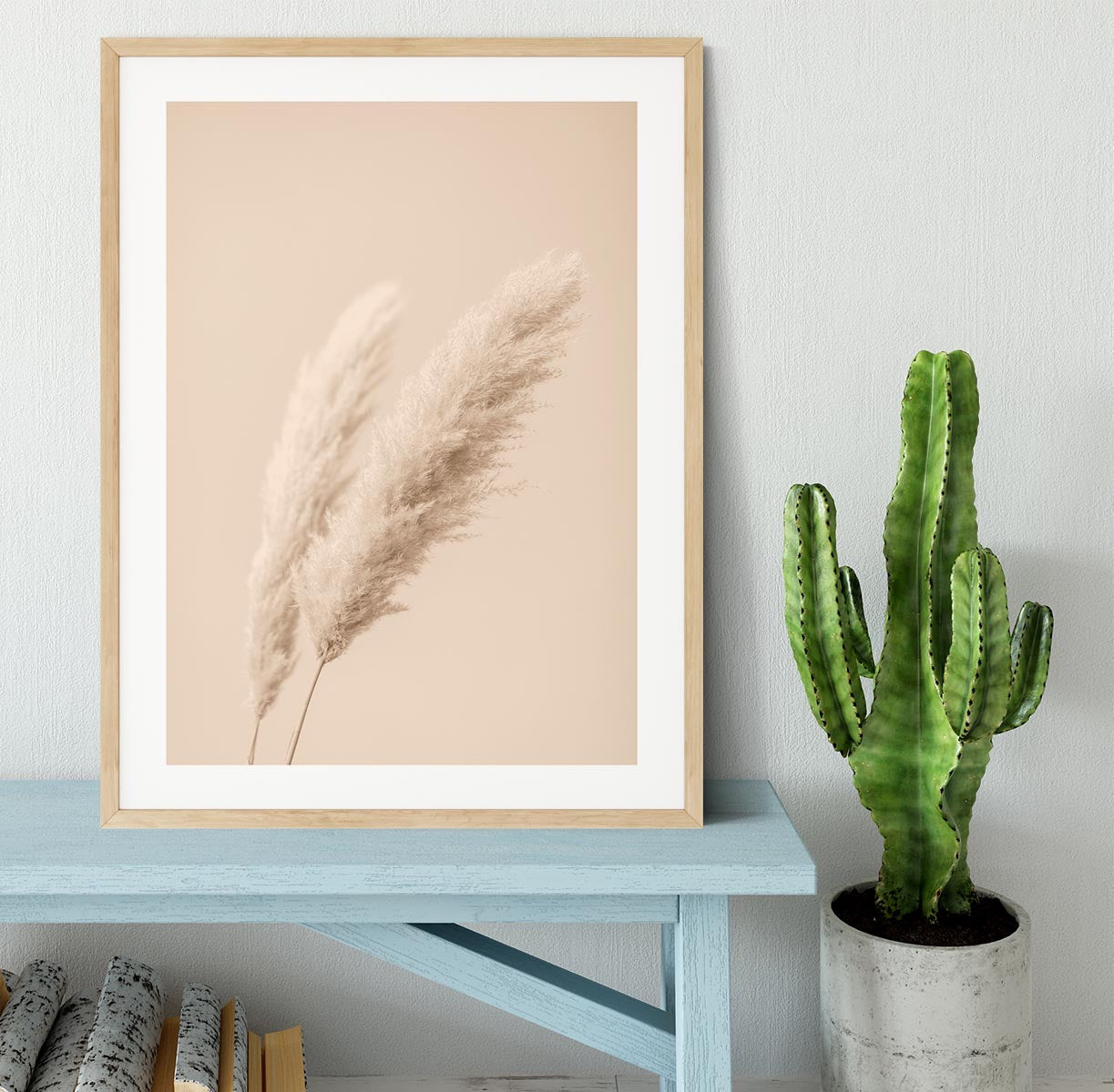 Pampas Grass Beige 15 Framed Print showcasing elegant design and vivid colors in a handmade frame.