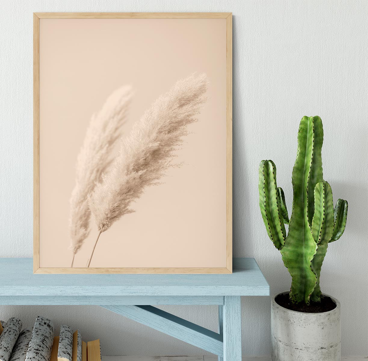 Pampas Grass Beige 15 Framed Print showcasing elegant design and vivid colors in a handmade frame.