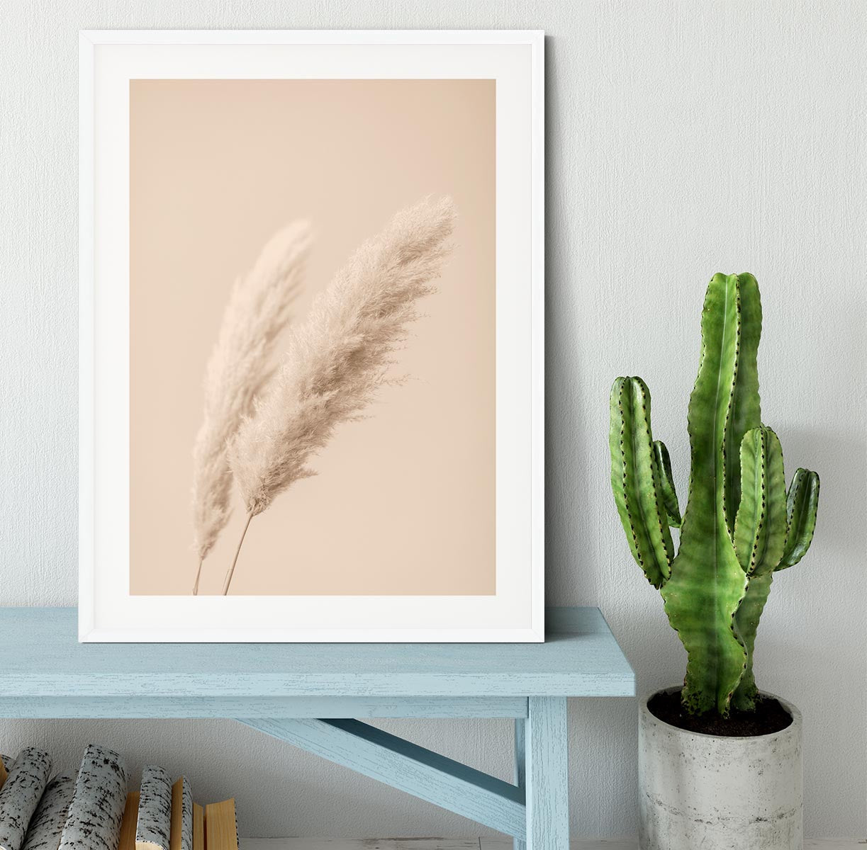 Pampas Grass Beige 15 Framed Print showcasing elegant design and vivid colors in a handmade frame.
