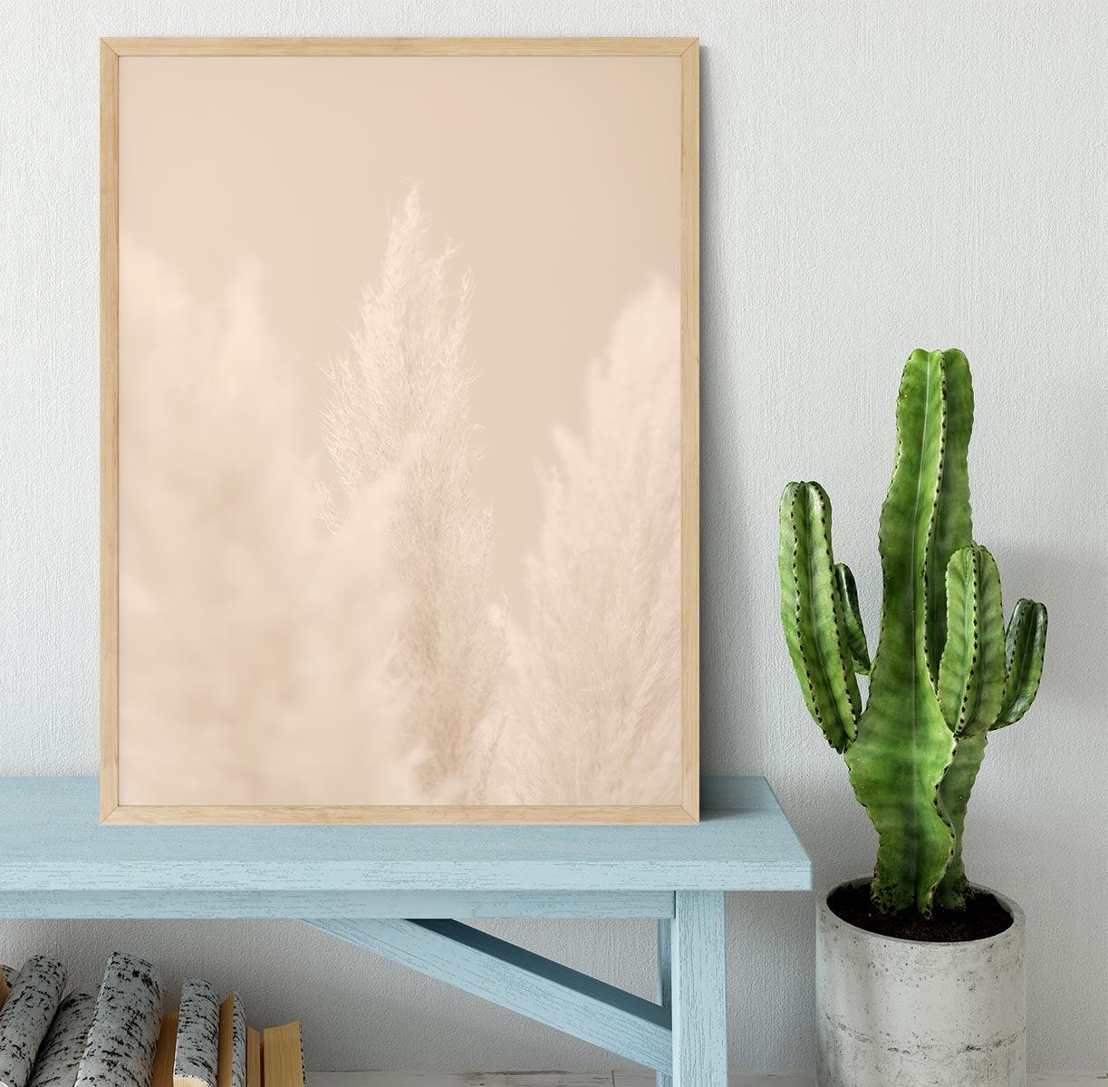 Pampas Grass Beige 04 Framed Print showcasing elegant design and vibrant colors in a handmade frame.