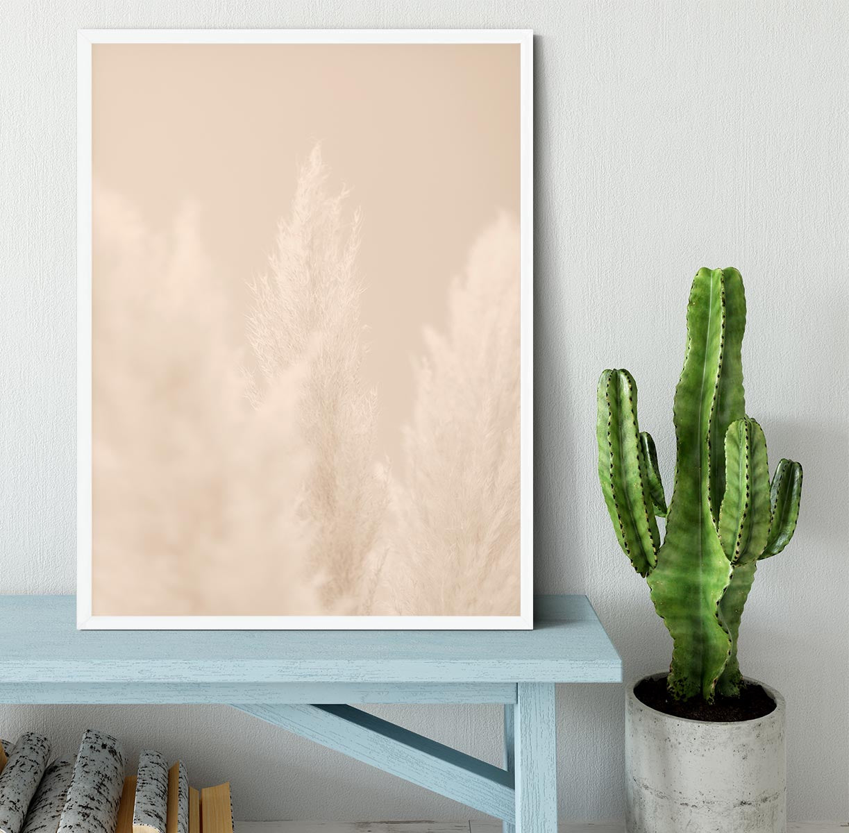 Pampas Grass Beige 04 Framed Print showcasing elegant design and vibrant colors in a handmade frame.