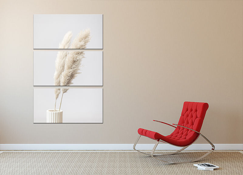 Pampas Grass Grey 3-panel canvas print showcasing elegant grass design, perfect for home decor.