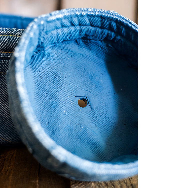 Pants for Plants Blue Jeans Cement Flower Pot showcasing a stylish blue jeans design, perfect for indoor plants.