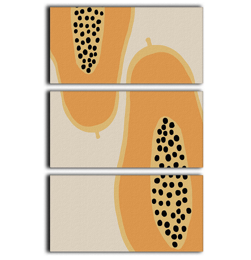 Papaya Minimalist 3 Split Panel Canvas Print showcasing a modern and elegant design, perfect for enhancing any living space.