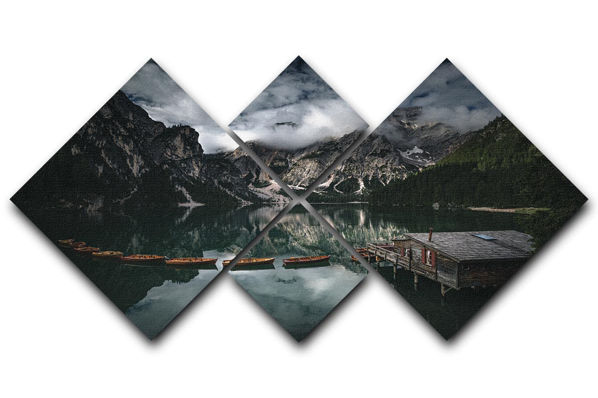 A beautiful 4-square multi panel canvas artwork depicting a serene paradise, featuring vibrant colors and intricate details.