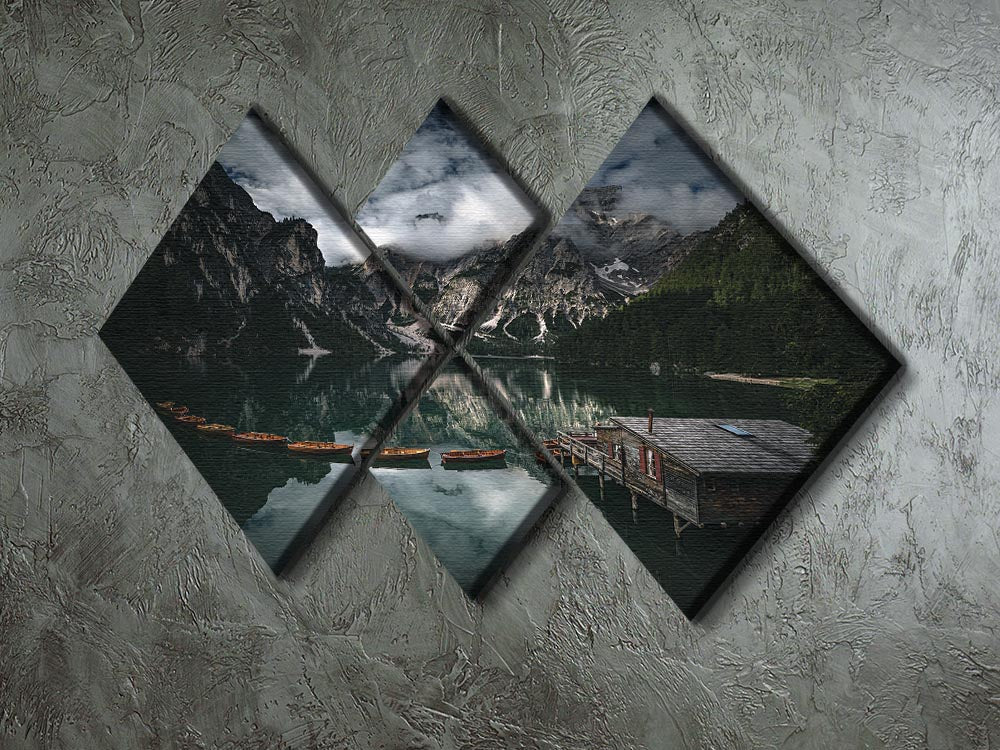 A beautiful 4-square multi panel canvas artwork depicting a serene paradise, featuring vibrant colors and intricate details.