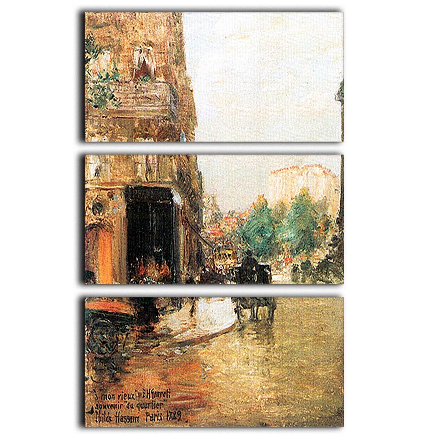 A beautiful 3-panel canvas print depicting a Parisian street scene, showcasing vibrant colors and intricate details.