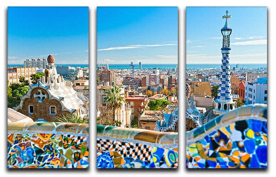 Park Guell 3 Split Panel Canvas Print showcasing vibrant colors and intricate details, perfect for enhancing any living space.