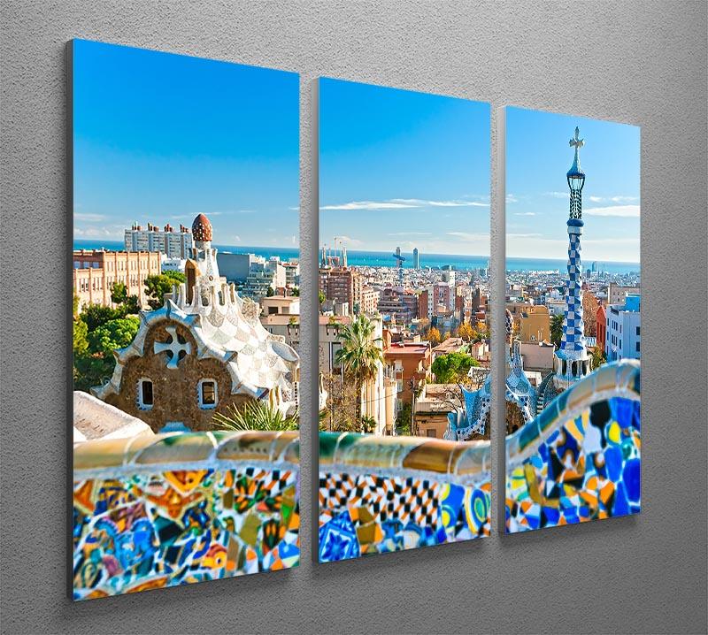 Park Guell 3 Split Panel Canvas Print showcasing vibrant colors and intricate details, perfect for enhancing any living space.