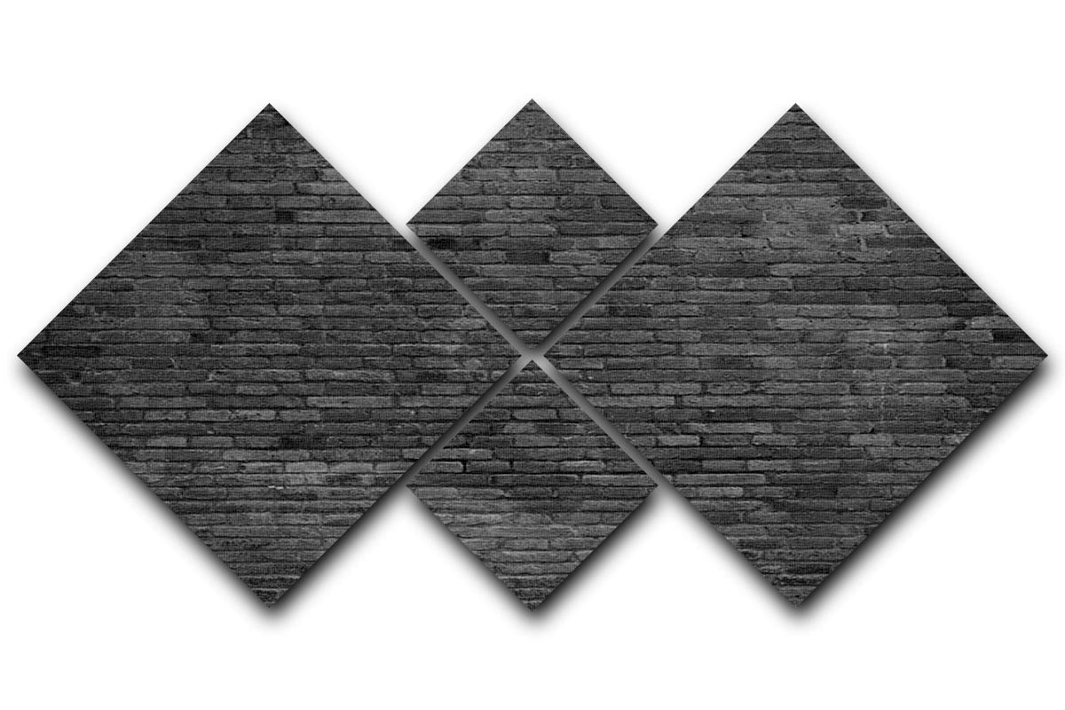 A stylish 4-square multi-panel canvas featuring a black painted brick design, perfect for modern home decor.