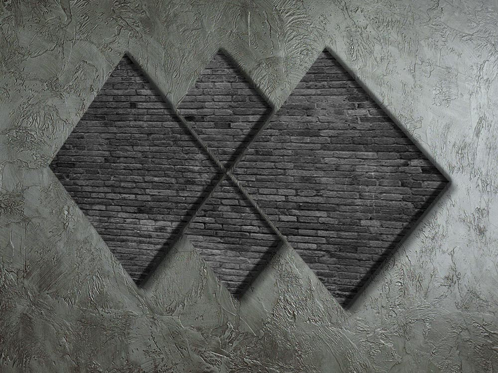 A stylish 4-square multi-panel canvas featuring a black painted brick design, perfect for modern home decor.